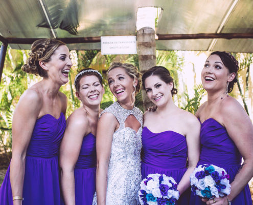 bride and bride's maids at destination wedding in Mexico