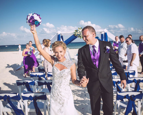 bride and groom celebrate their marriage