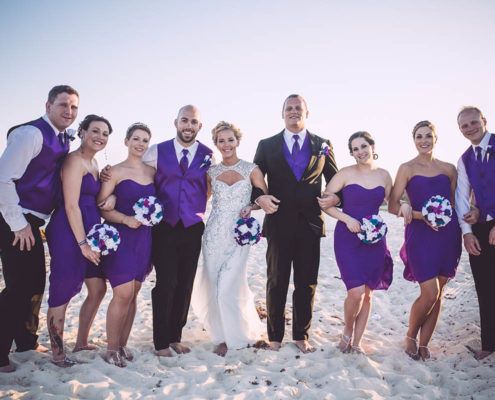 destination wedding party on beach