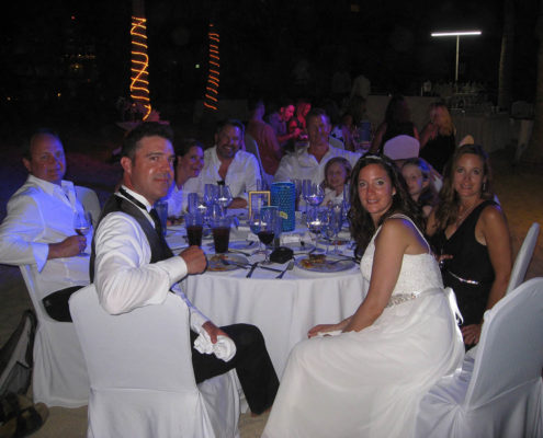 destination wedding dinner with guests